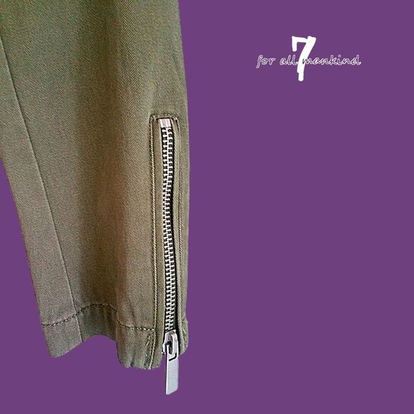 7 FOR ALL MANKIND NEW Grunge Khaki Asymmetric Epaulet Moto Jacket M - Picture 8 of 12